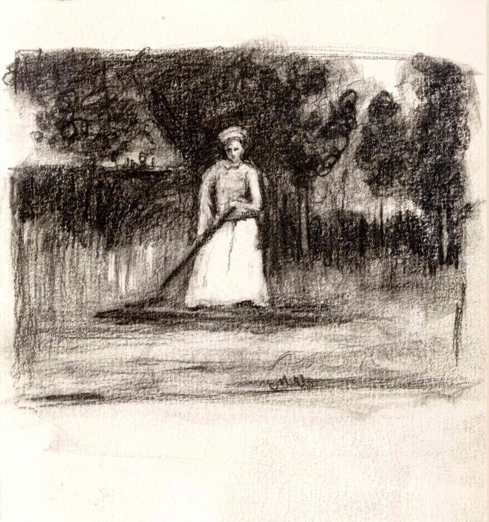 woman with broom